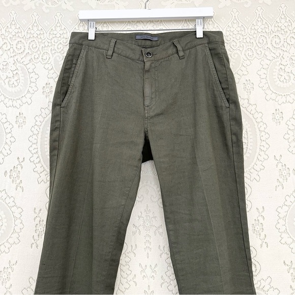 John Varvatos Linen Blend Army Green Pants - Picture 3 of 13